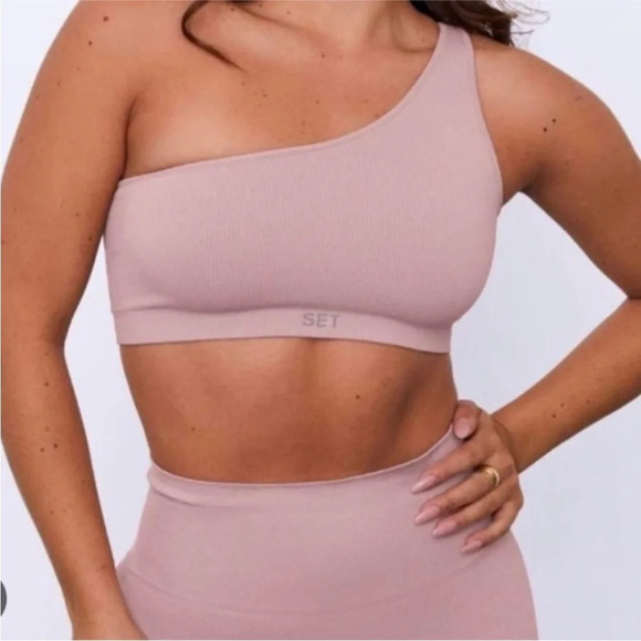 Set Active Sculpt Flex Ribbed One Shoulder Sports Bra - Picture 1 of 4